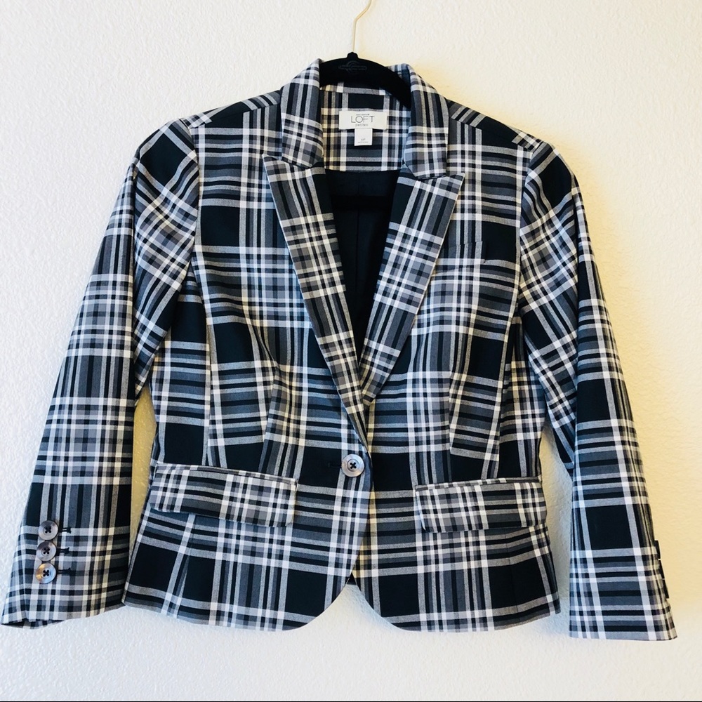 Ann Taylor Loft Petites Plaid Blazer